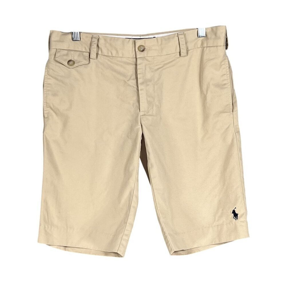 Ralph Lauren Sport Womens 6 Khaki Chino Shorts Blue Pony Logo Old Money Preppy